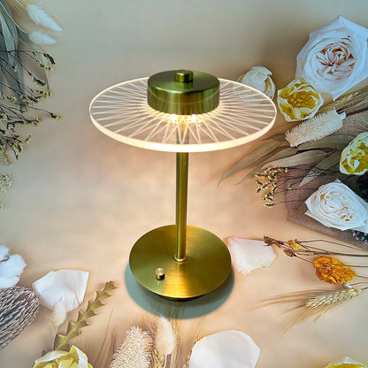 Lampe de Table LED en Métal Rayé Lotus - Commande Tactile