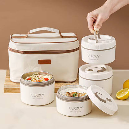 Ensemble de Boîtes à Repas Empilables Isolantes avec Sac de Transport - Style Minimaliste