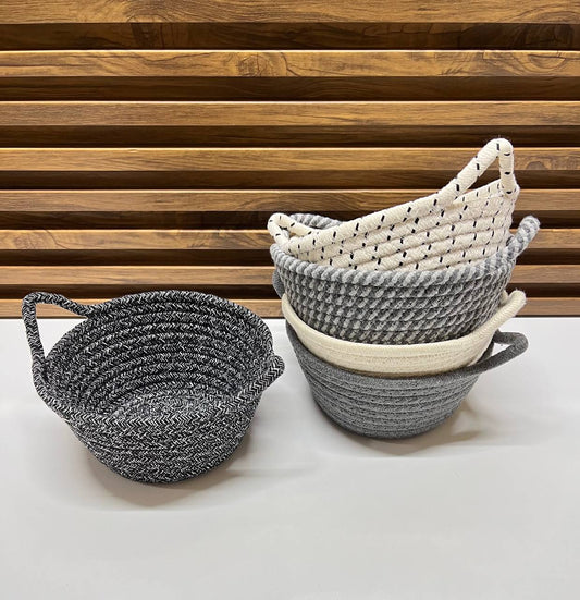 Ensemble de paniers de rangement en corde tressée grise - Style minimaliste