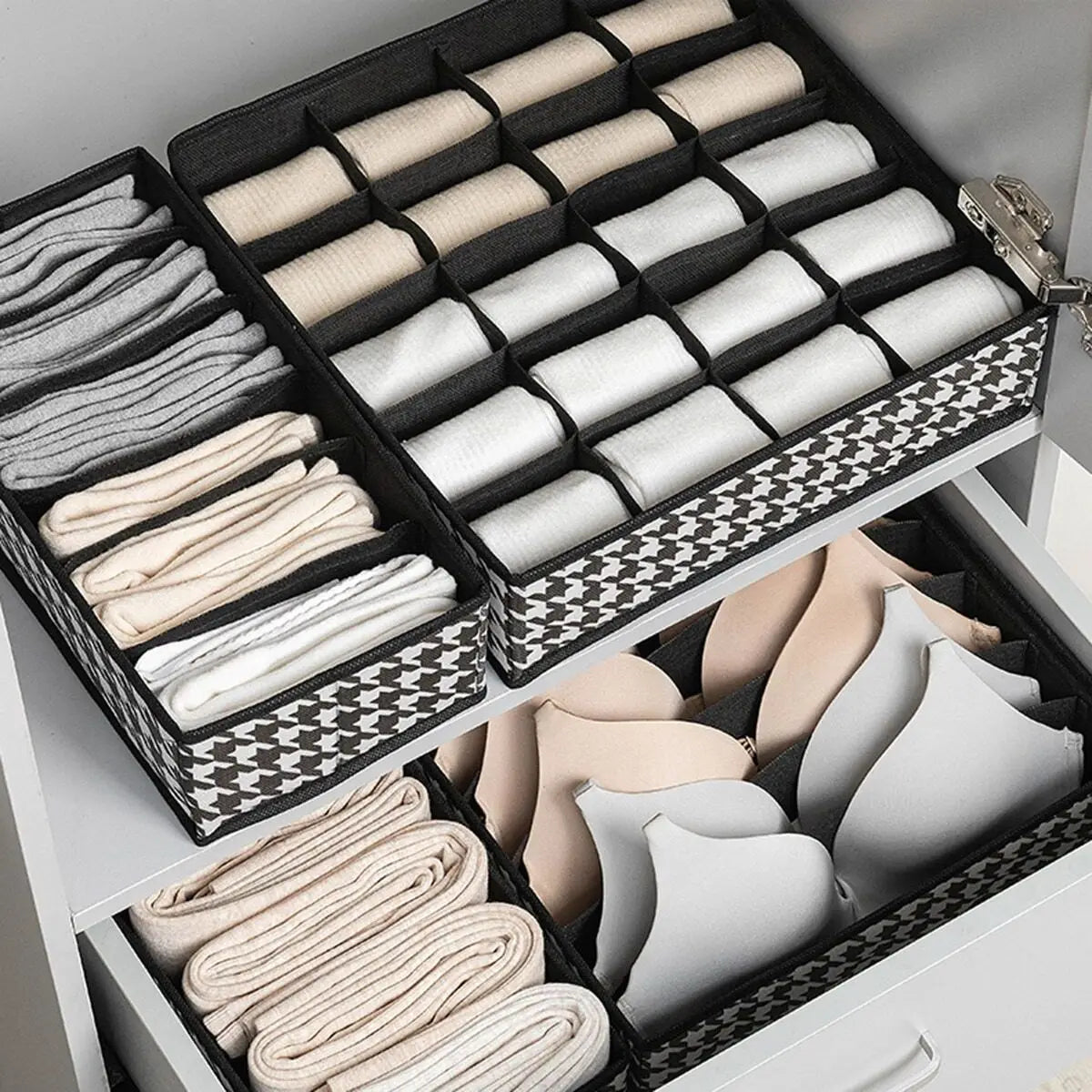 Boîte de rangement pour sous-vêtements - Organisateur de chaussettes, soutien-gorge, ceinture et culottes (4 pièces)