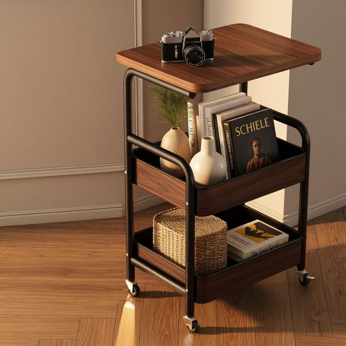 Chariot de Rangement Mobile 2 Niveaux avec Roulettes – Design Moderne &amp; Pratique