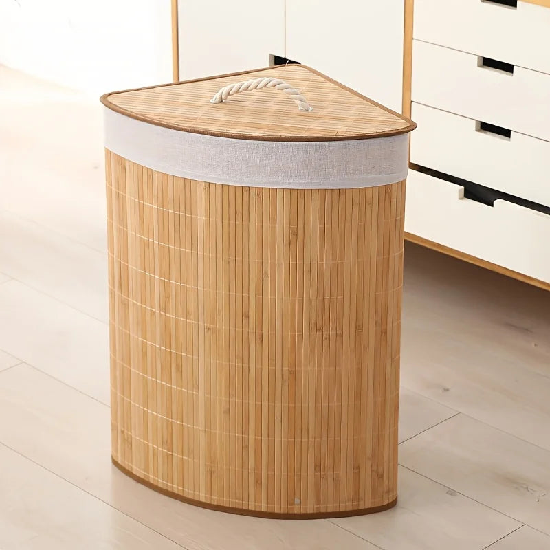 Panier à Linge Sale Pliable en Bambou – Avec Couvercle | Organisation Maison & Buanderie