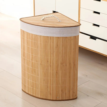 Panier à Linge Sale Pliable en Bambou – Avec Couvercle | Organisation Maison & Buanderie
