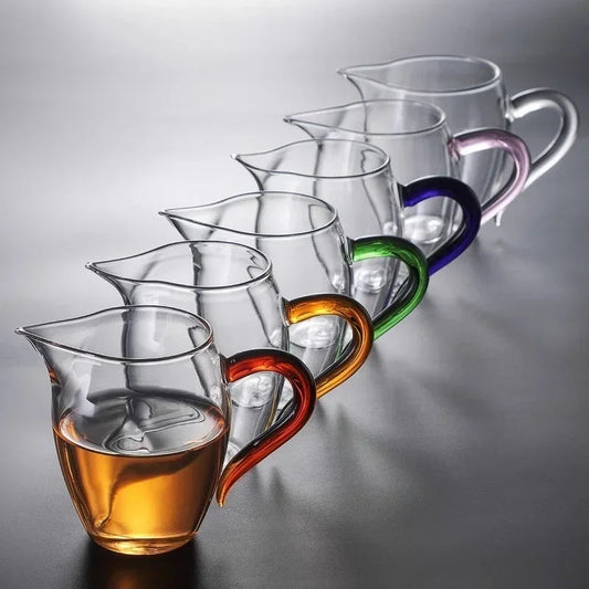 3 Tasse à Thé en Verre Borosilicaté avec Poignée Colorée 350ml