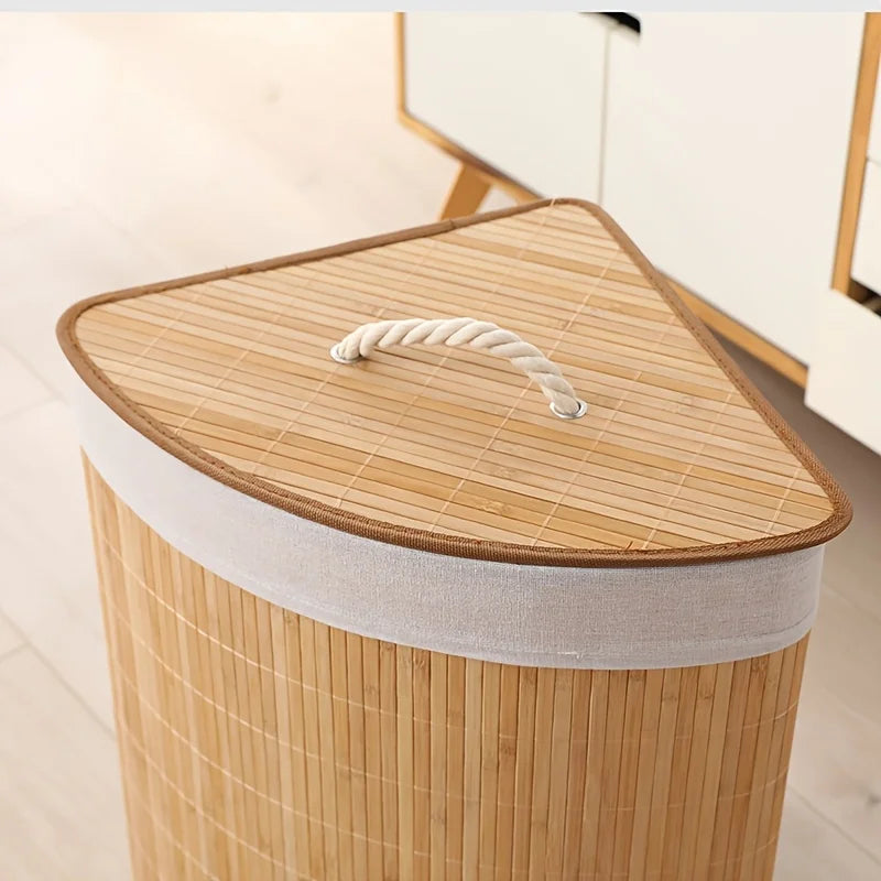 Panier à Linge Sale Pliable en Bambou – Avec Couvercle | Organisation Maison & Buanderie