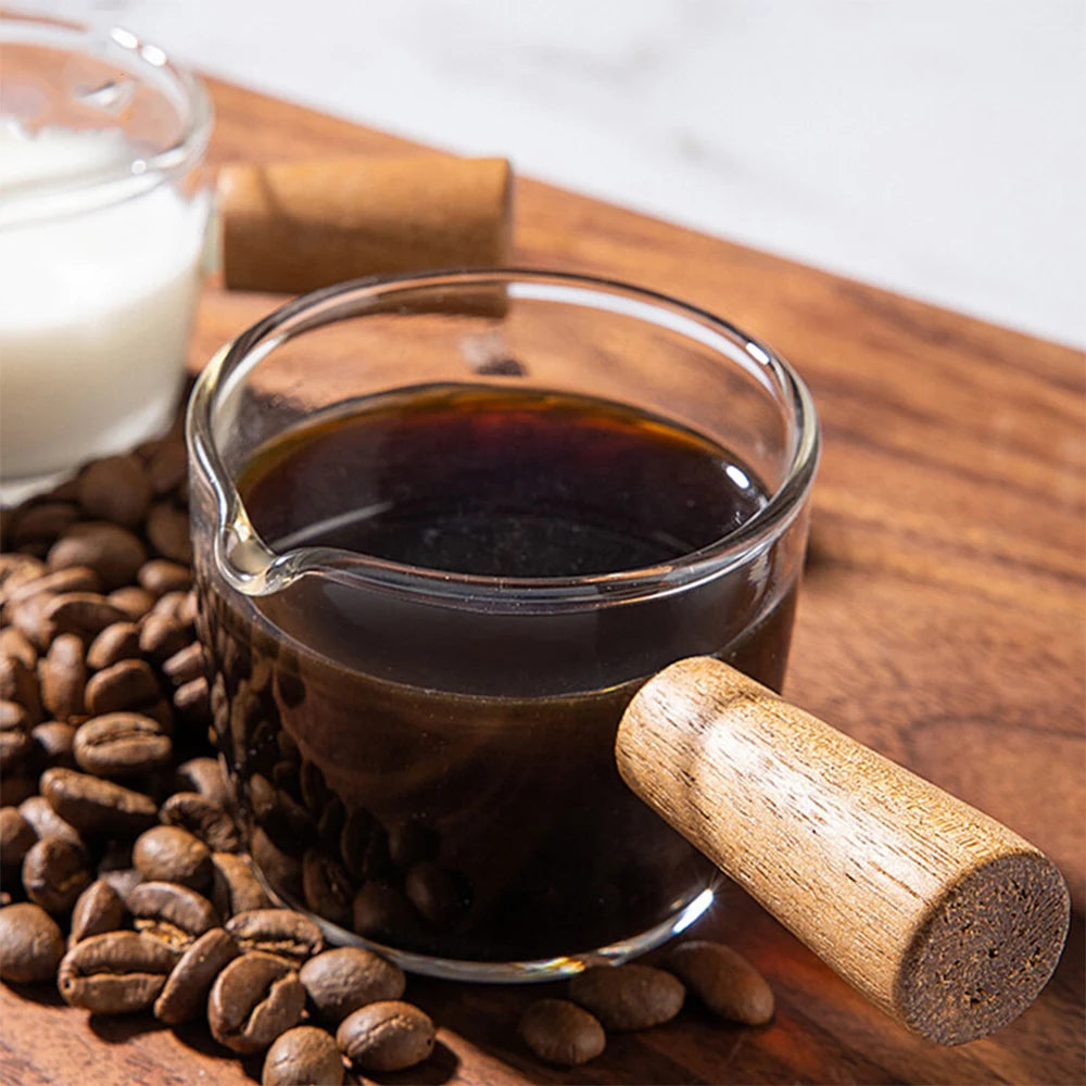 Lot de 6 Pièces – Tasse en Verre Expresso avec Manche en Bois