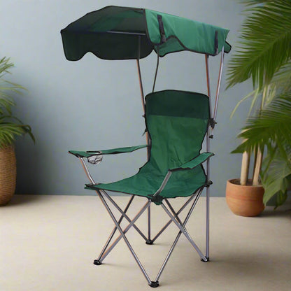 Chaise de Pêche Pliable avec Auvent Intégré – Confort et Protection Solaire