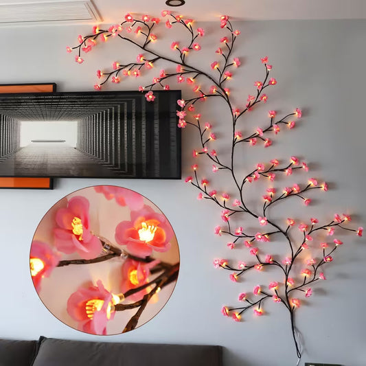 NESTO🌸Lampe LED décorative en forme de branche fleurie pour mur et intérieur. Ambiance chaleureuse, design élégant et lumière douce pour chambre, salon ou bureau