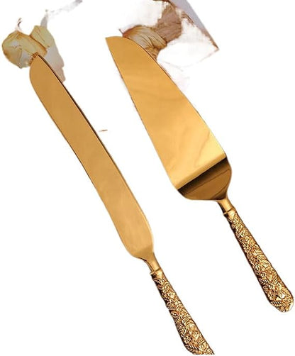 Set Élégant de Couteau et Serveur à Gâteau Doré