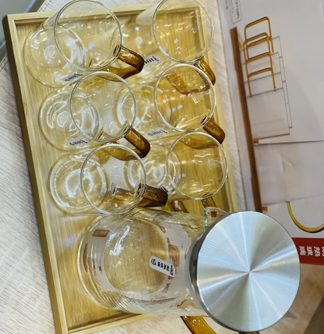 Service de Verres de Luxe : Carafe avec 6 Verres et Plateau