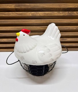 Panier à Œufs Décoratif en Forme de Poule - Rangement de Cuisine Tendance et Rustique