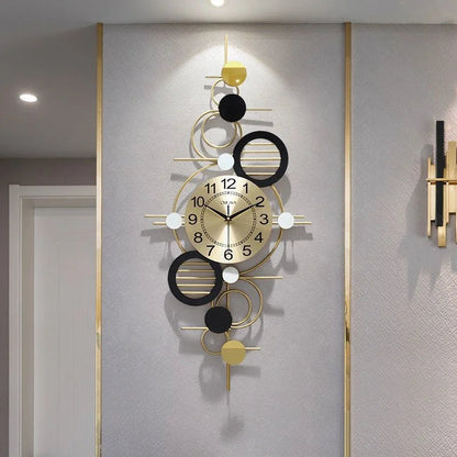 Horloge Murale à Quartz en Métal Doré – Design Élégant, Moderne et Lége