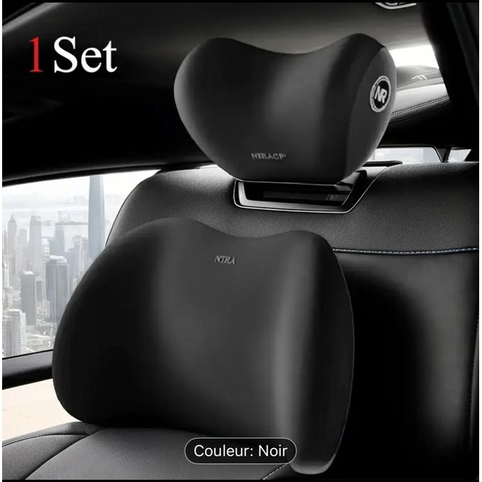 Kit Ergonomique Voiture Premium : Coussin Lombaire &amp; Repose-Tête en Mousse à Mémoire de Forme