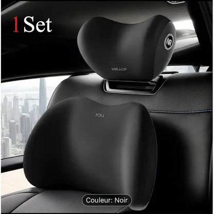 Kit Ergonomique Voiture Premium : Coussin Lombaire &amp; Repose-Tête en Mousse à Mémoire de Forme