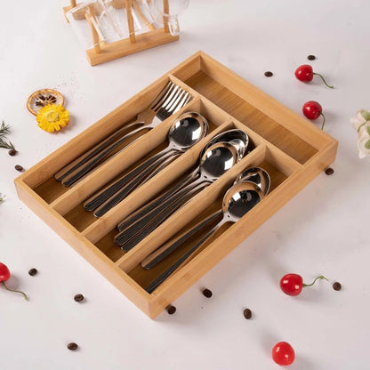 Boîte de rangement multifonction pour couteaux et fourchettes – Grande capacité en bois