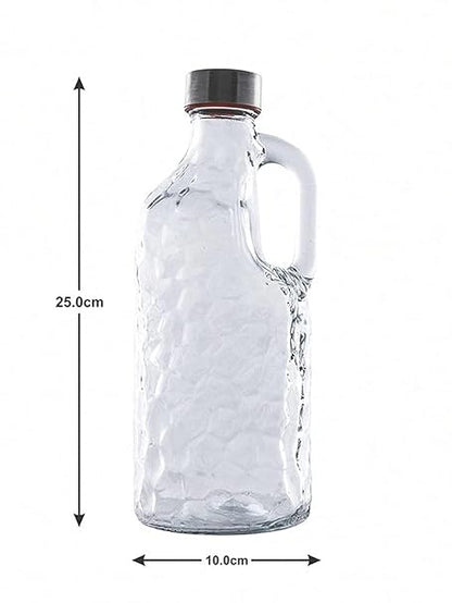 Bouteille en verre avec bouchon hermétique pour eau, jus, lait avec poignée, 1000ml