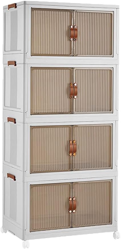 Boîte de Rangement Empilable avec Roues et Portes Visibles – Rangement Intelligent et Élégant