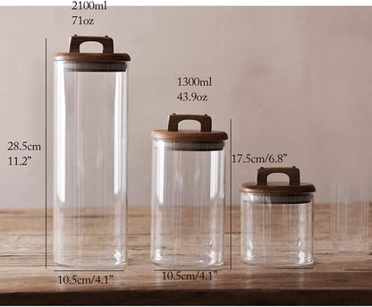 Récipients en Verre avec Couvercles en Bois Élégants