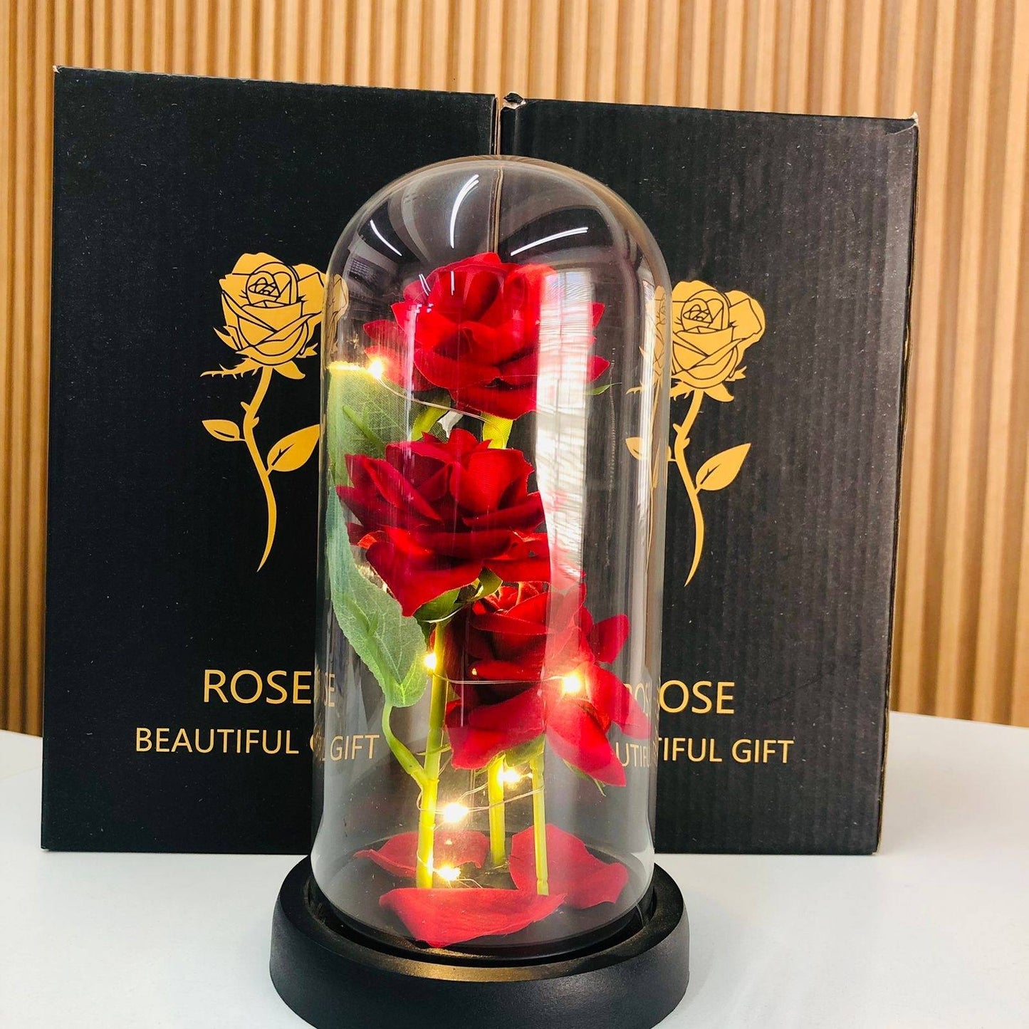 Rose Éternelle Rouge / Fleur Enchantée Lumineuse pour Épouse, Mère, Petite Amie.✨