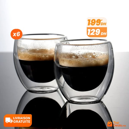 Lot de 6 Tasses Double Paroi 80ml – Expresso