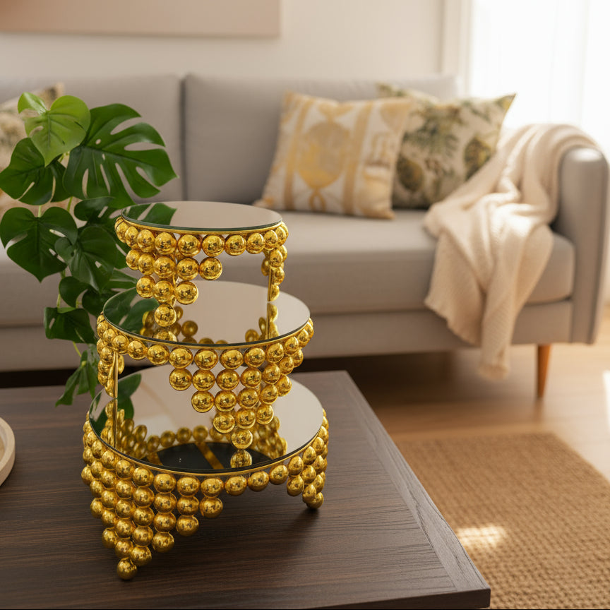 Set de 3 Présentoirs Miroir Dorés – Design Luxe