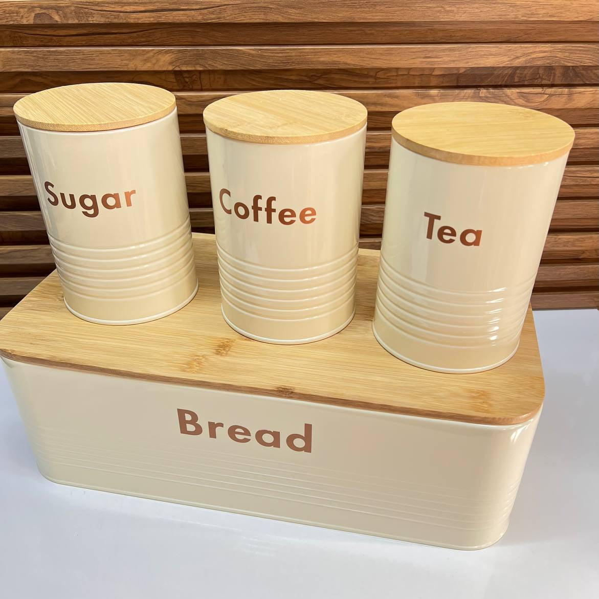 Ensemble de Bocaux de Rangement avec Couvercles Naturels en Bambou