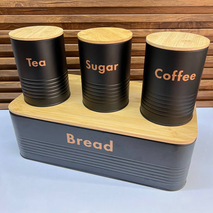 Ensemble de Bocaux de Rangement avec Couvercles Naturels en Bambou