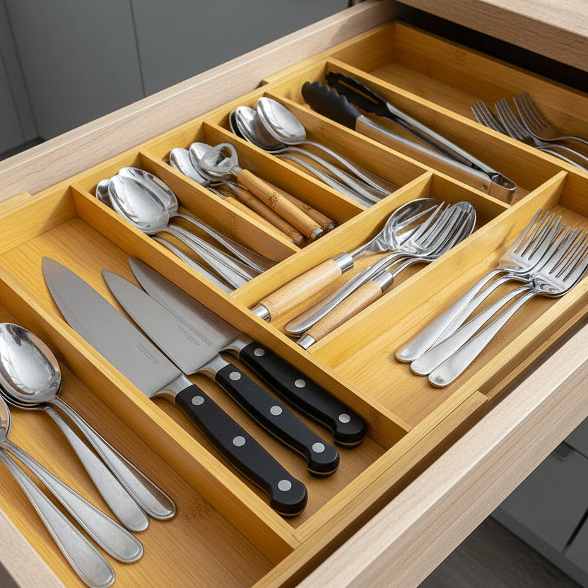 Plateau Organisateur de Tiroir Extensible en Bambou