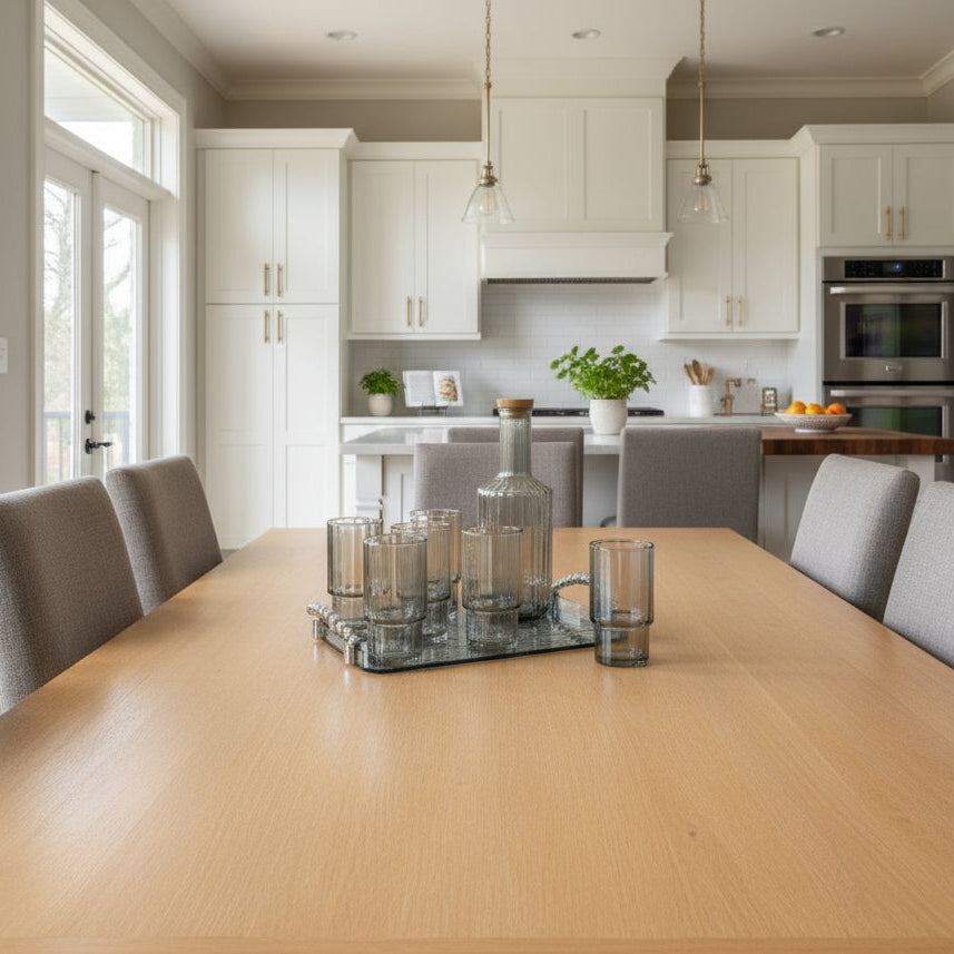 Service à eau en verre doré avec plateau 8 Piece