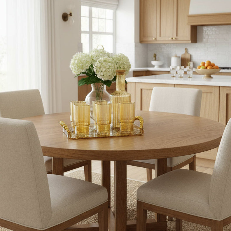 Service à eau en verre doré avec plateau 8 Piece