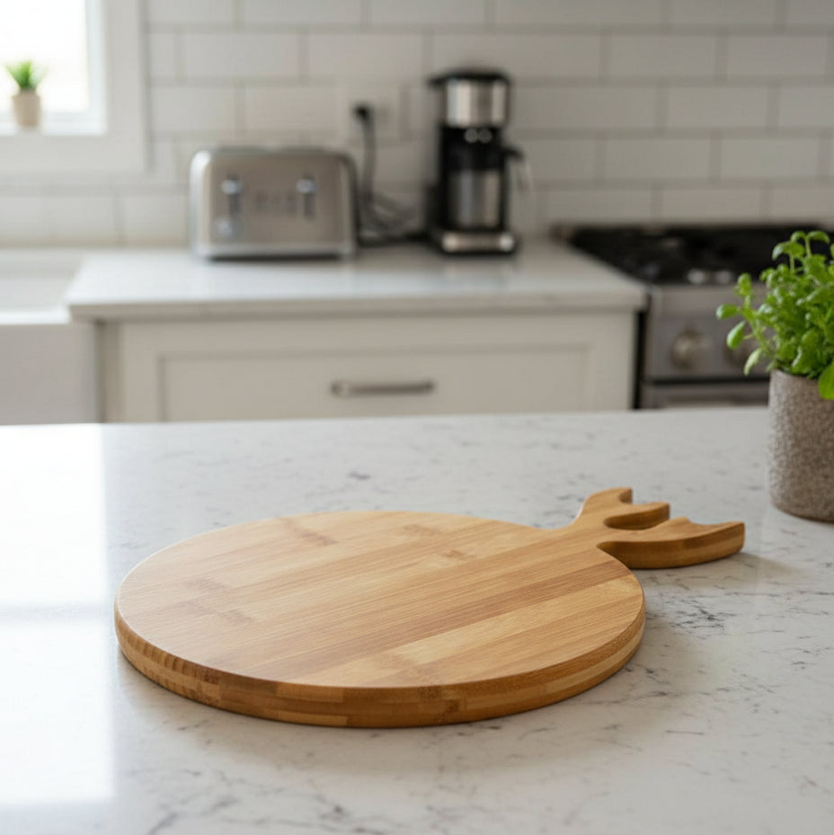 Planche à découper en bambou en forme de grenade 2 piece