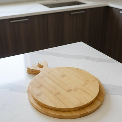 Planche à découper en bambou en forme de grenade 2 piece