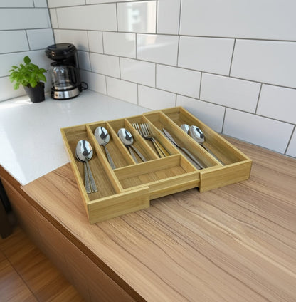 Plateau Organisateur de Tiroir Extensible en Bambou