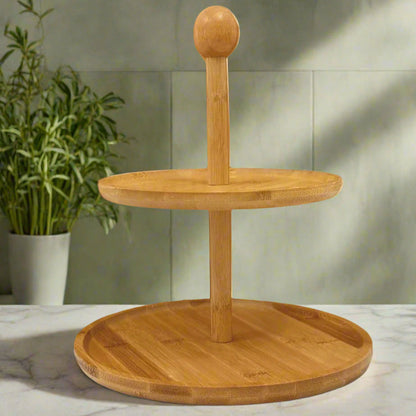 Présentoir à Gâteau en Bambou Naturel