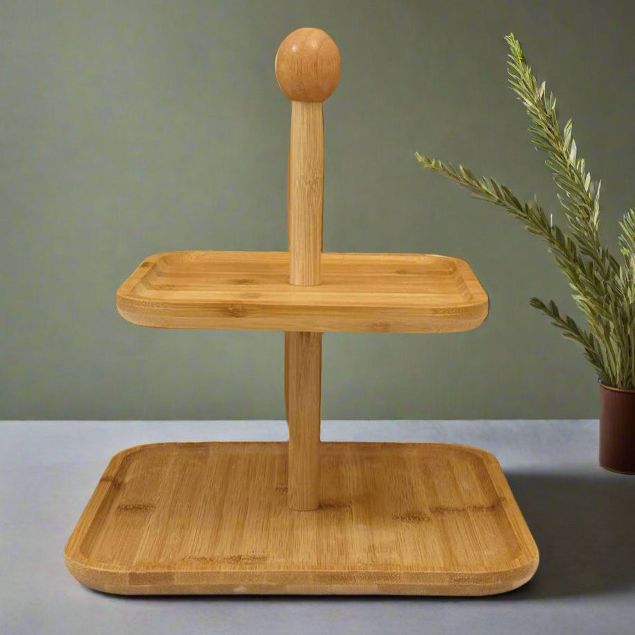 Présentoir à Gâteau en Bambou Naturel