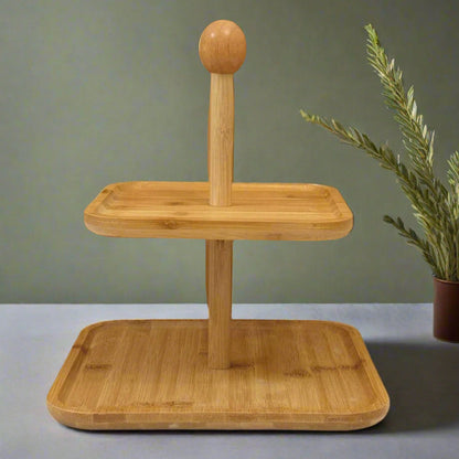 Présentoir à Gâteau en Bambou Naturel