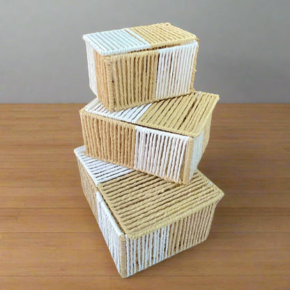 Set de 3 Boîtes de Rangement Bicolore