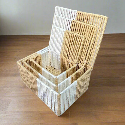 Set de 3 Boîtes de Rangement Bicolore