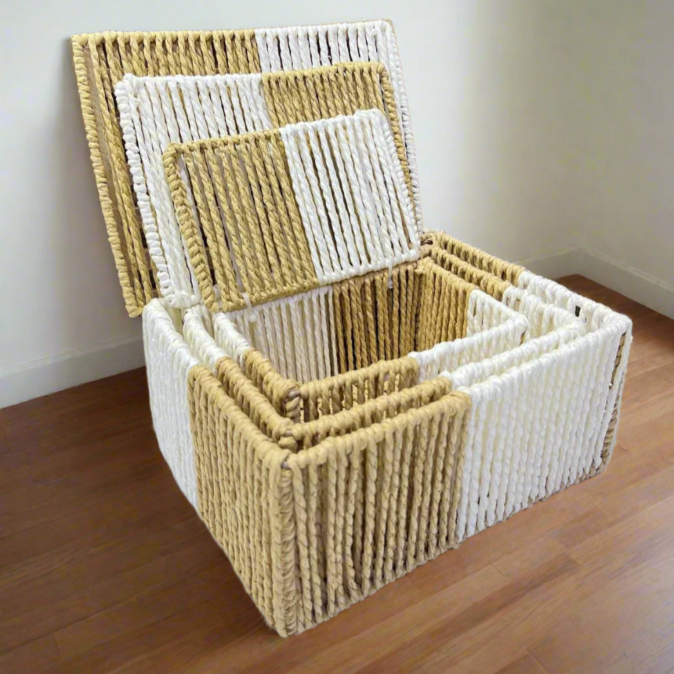 Set de 3 Boîtes de Rangement Bicolore