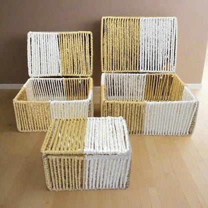 Set de 3 Boîtes de Rangement Bicolore