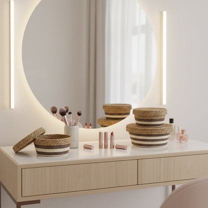 Ensemble de paniers tressés naturels 3 piece