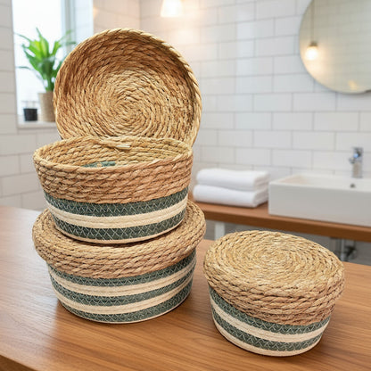 Ensemble de paniers tressés naturels 3 piece