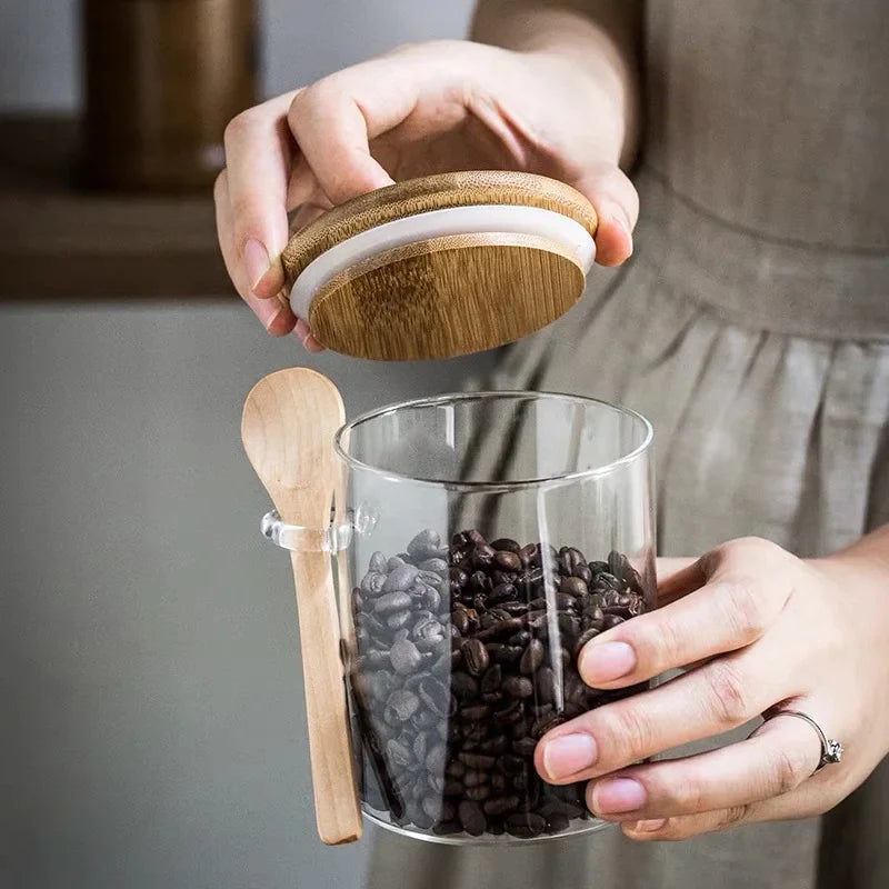 6 Boîtes de Rangement Sous-Évier avec Cuillères en Bois