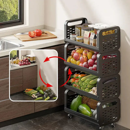 Chariot de Rangement Cuisine à Roulettes 5 Niveaux | Fruits et Légumes | Design et Mobilité