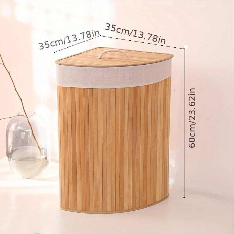 Panier à Linge Sale Pliable en Bambou – Avec Couvercle | Organisation Maison & Buanderie