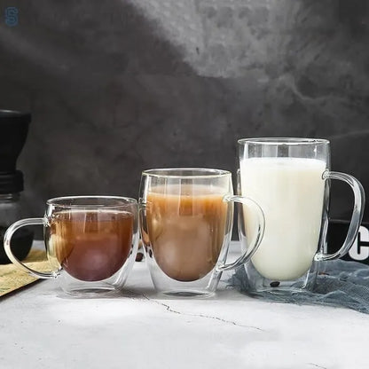 6 Tasses en Verre Transparent à Double Fond et Résistant à la Chaleur