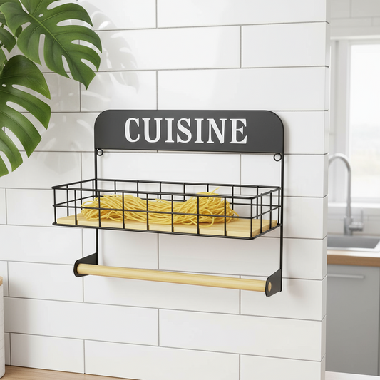 Étagère Murale “CUISINE” avec Porte-Rouleau