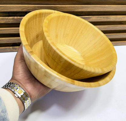 Handcrafted Natural Bamboo Serving Bowl – Lightweight Flared Wooden Salad Bowl