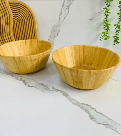 Handcrafted Natural Bamboo Serving Bowl – Lightweight Flared Wooden Salad Bowl
