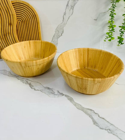 Handcrafted Natural Bamboo Serving Bowl – Lightweight Flared Wooden Salad Bowl
